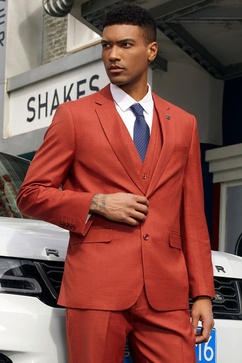 "Mens Stacy Adams Suit -Stacy Adams Suit Men's Fancy Two-Button Vested Suit in Rust"