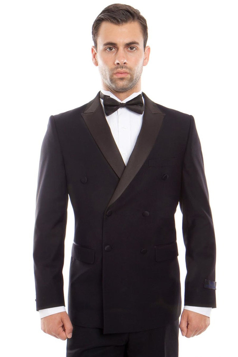Navy Blue Men's Slim Fit Double Breasted Tuxedo - 38 Regular