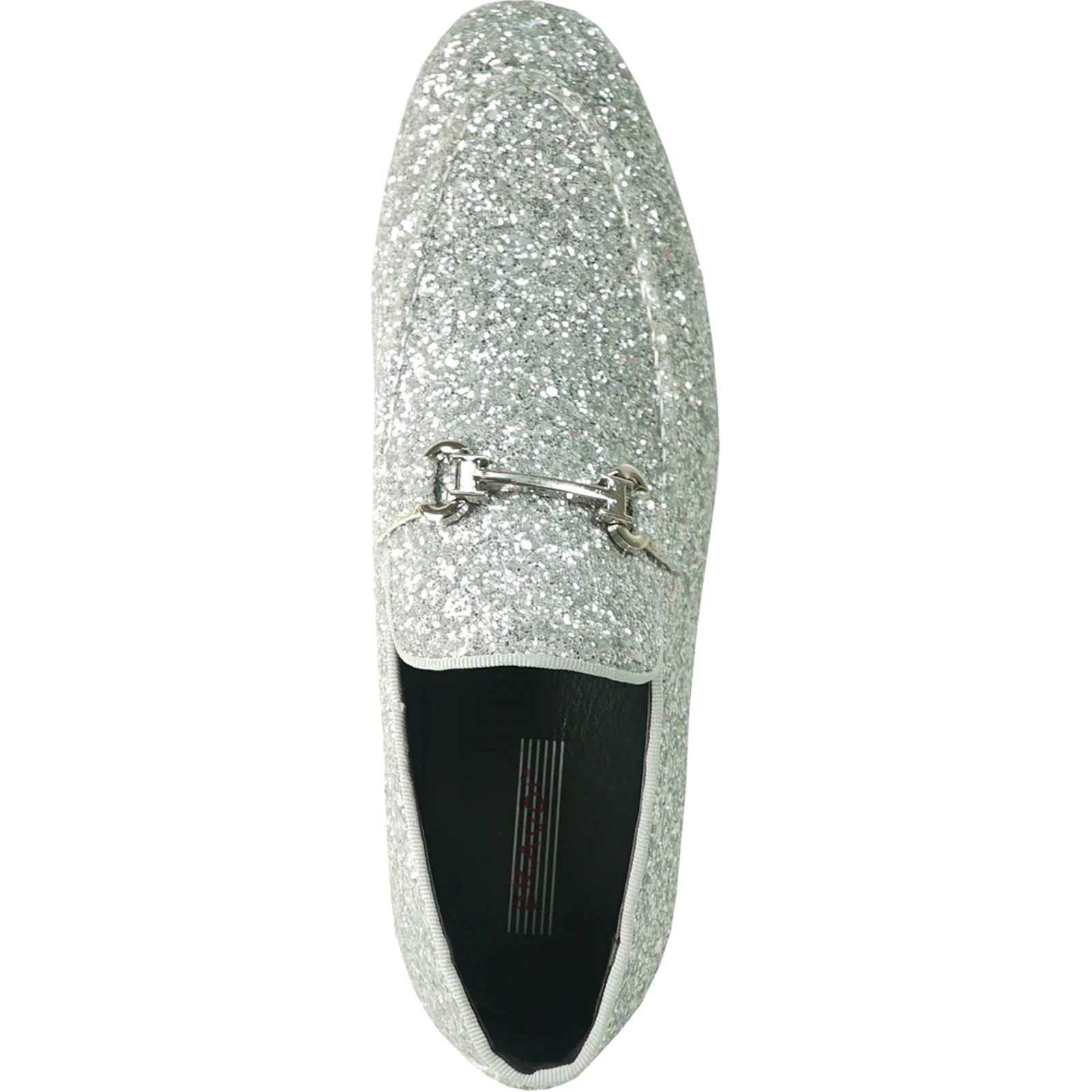 "Silver Sequin Prom 2025 Tuxedo Loafers - Modern Men's Glitter Buckle" - 7M
