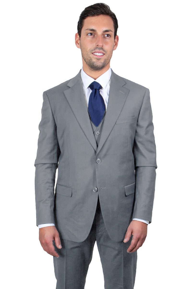 "Mens Stacy Adams Suit - Stacy Adams Suit Men's Two Button Vested Basic Suit - Medium Grey"