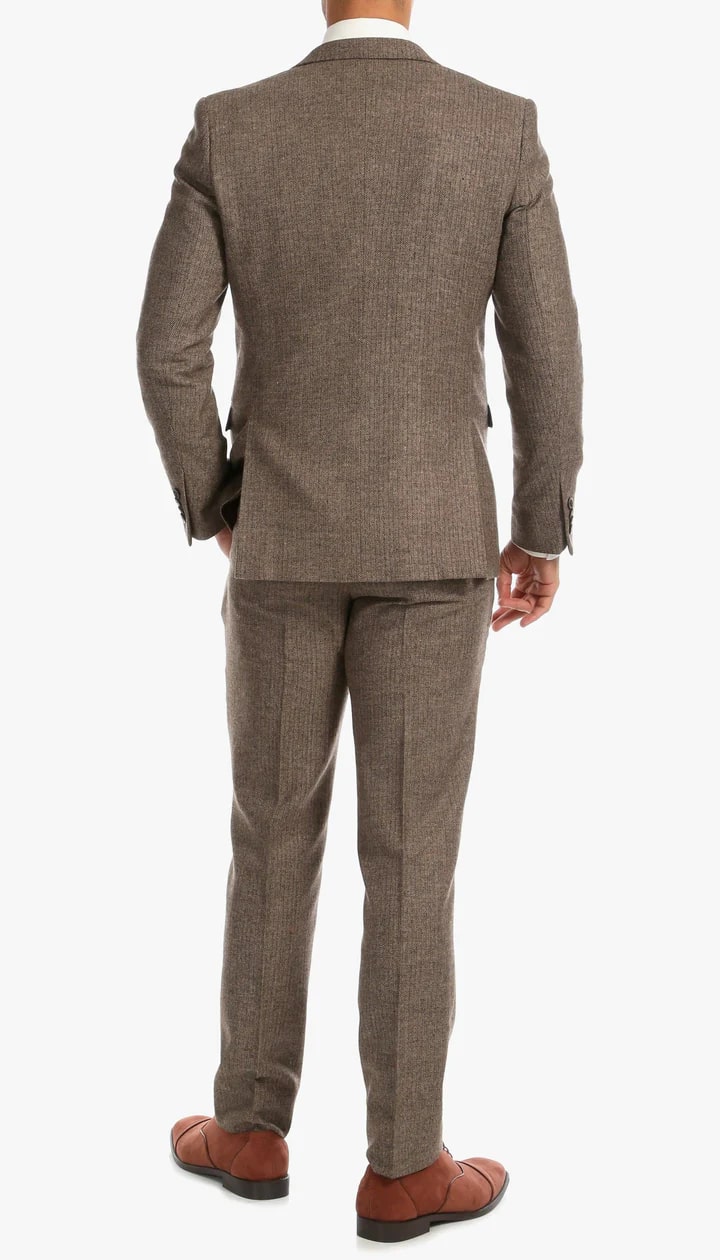 1920's Men's Clothing - Tweed Suit - Herringbone 1920s Mens Suit - Vintage Brown Suit - 38 Short Jacket+32 Waist Adjustable 28to34)(Height: 5 4 to5 7 )(Neck 15-16.5)S-M)
