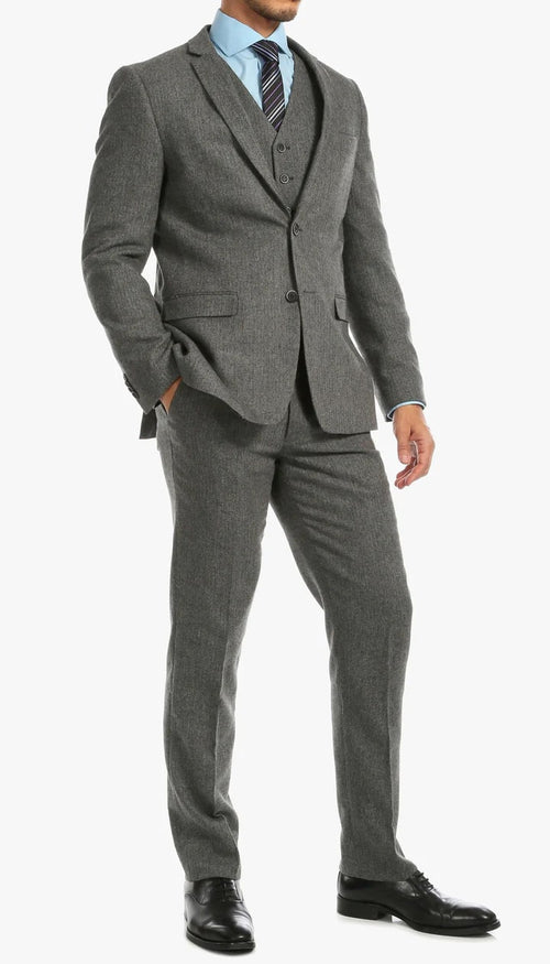 1920's Men's Clothing - Tweed Suit - Herringbone 1920s Mens Suit - Vintage Grey Suit