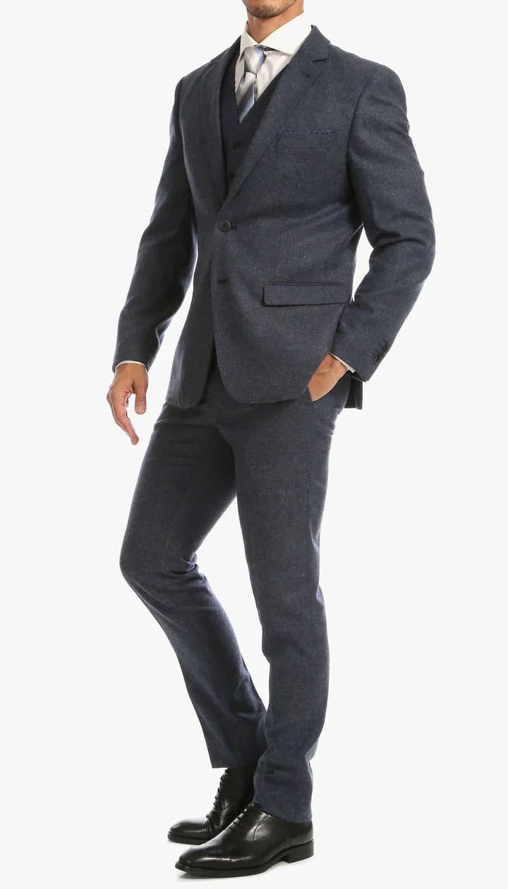 1920's Men's Clothing - Tweed Suit - Herringbone 1920s Mens Suit - Vintage Navy Suit - 38 Short Jacket+32 Waist Adjustable 28to34)(Height: 5 4 to5 7 )(Neck 15-16.5)S-M)