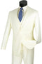 Mens Vested Slim Fit Wool Feel Suit in Ivory