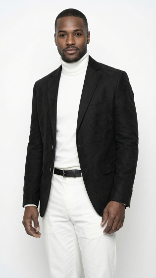 Zacchi Mens Black Micro Suede Sport Coat Modern Fit
