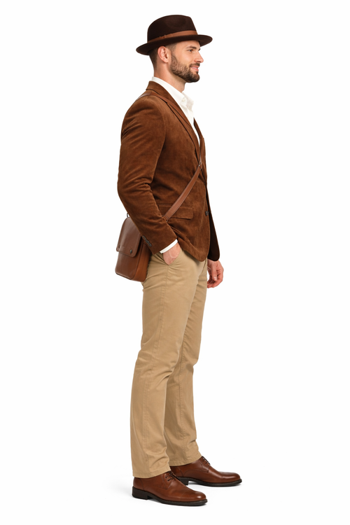 Zacchi Mens Cognac Micro Suede Sport Coat