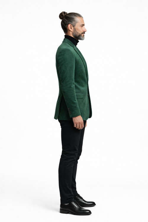 Zacchi Mens Hunter Green Micro Suede Sport Coat