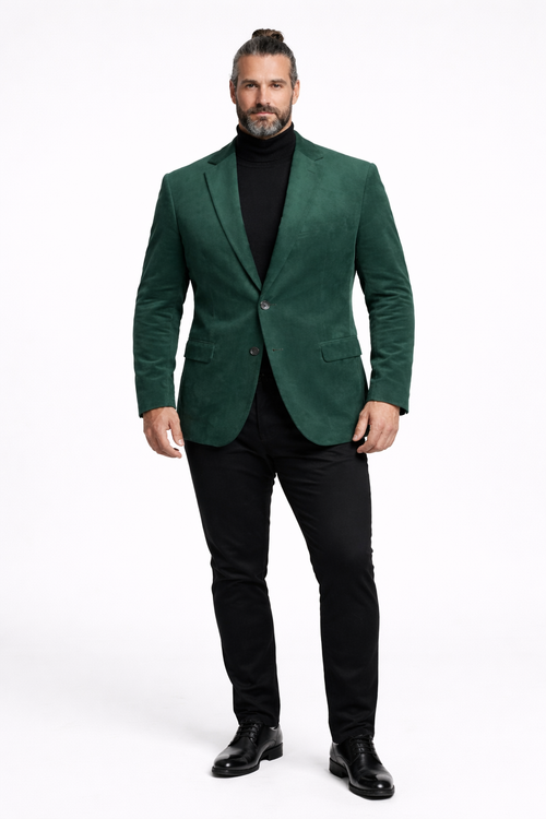 Zacchi Mens Hunter Green Micro Suede Sport Coat