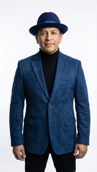 Zacchi Mens Navy Micro Suede Sport Coat