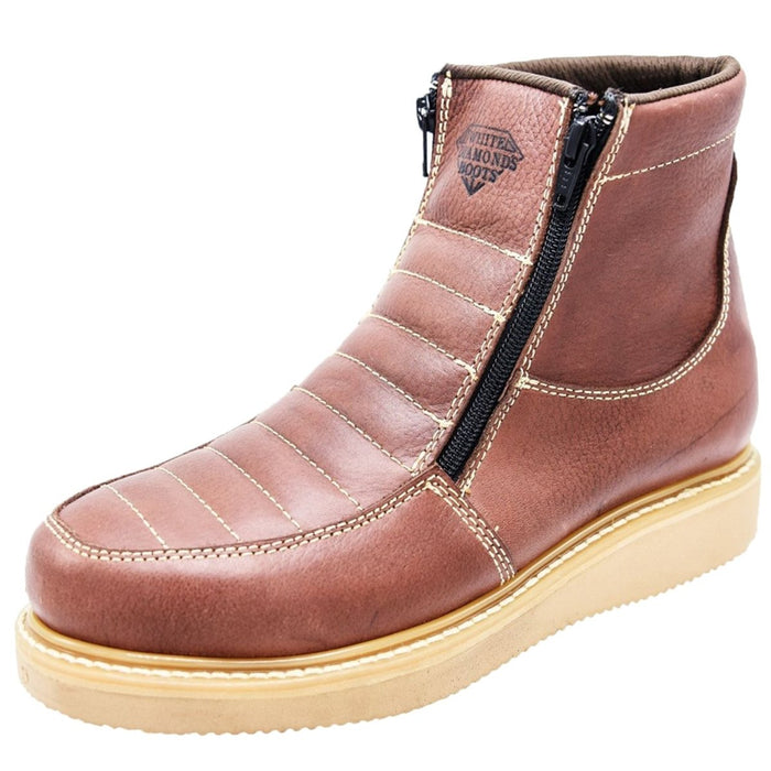 Zapatos de Trabajo Cuero Original con Doble Zipper Color Cafe WD - 6