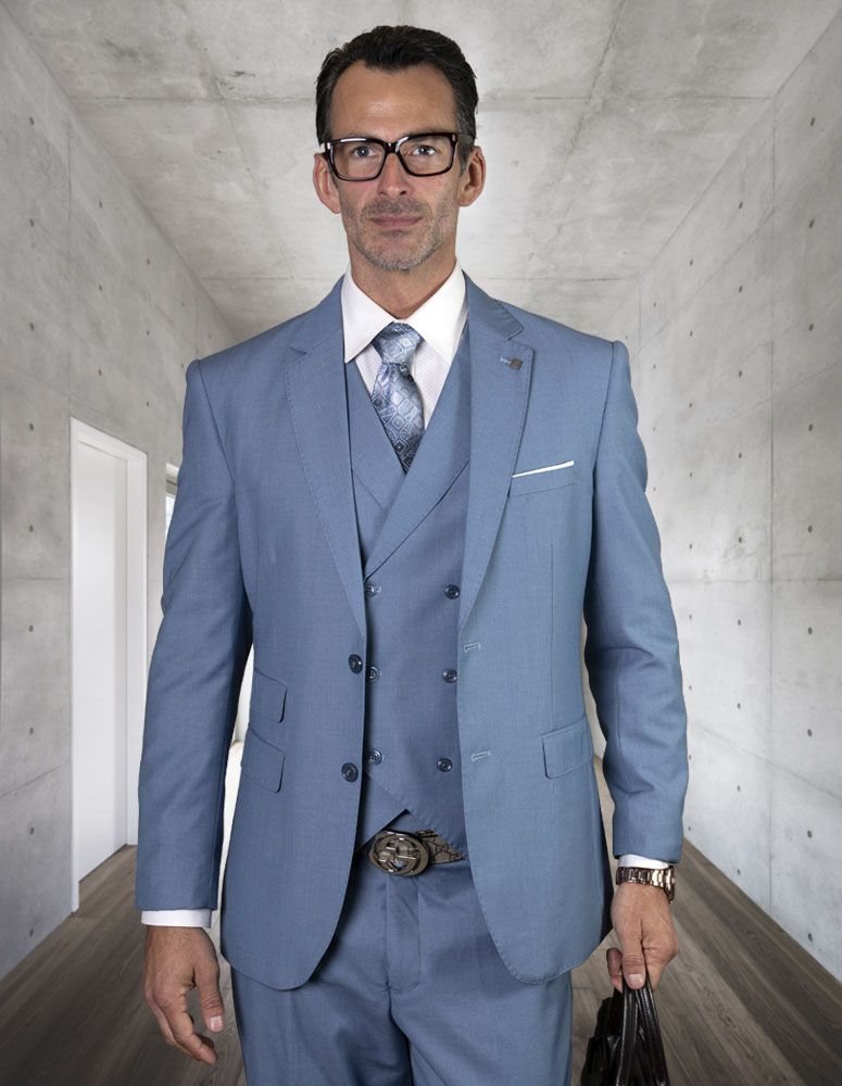 Statement Men's Wool Suit - 3 Piece, 100%, Solid Color