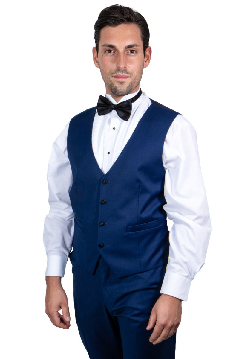 "Mens Stacy Adams Suit - Stacy Adams Suit Men's Vested Shawl Lapel Tuxedo - Indigo Blue" - 34 Regular