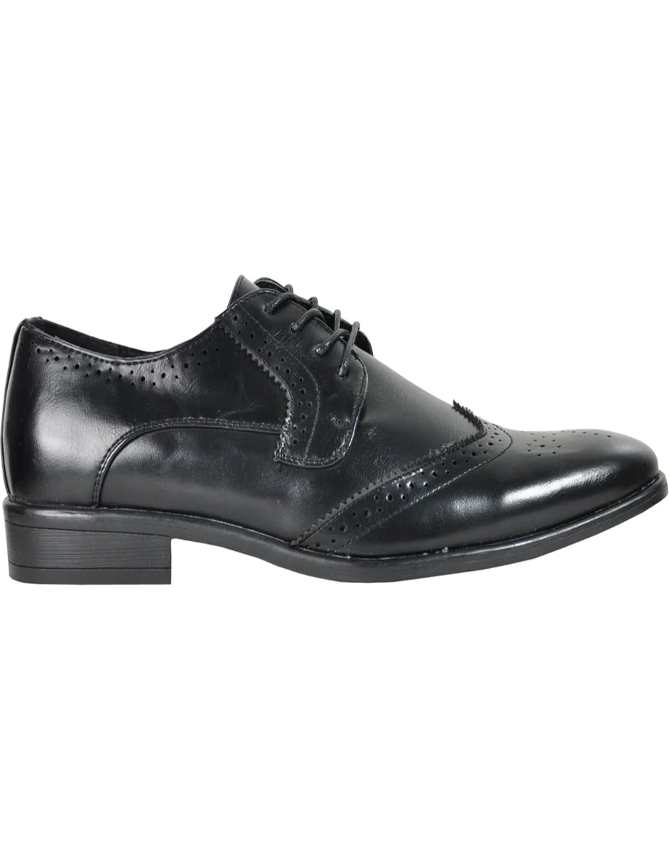 "Vintage 1920's Men's Wingtip Dress Shoe - Black Lace Up Style" - 6M