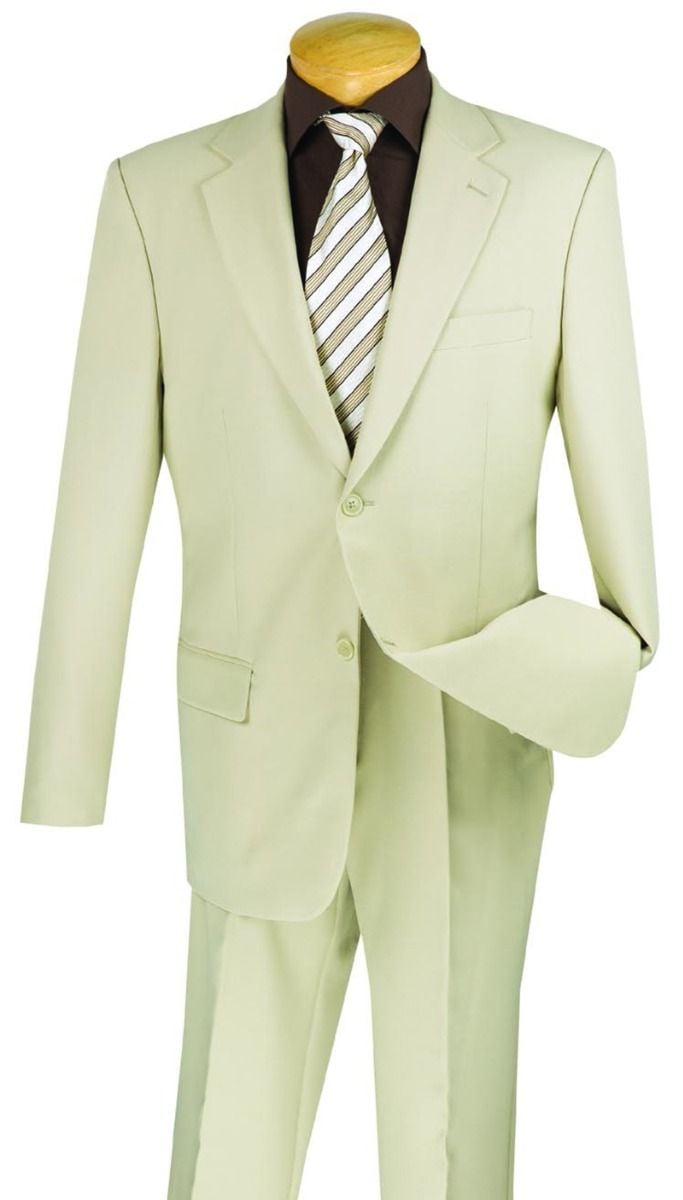Attire
Vinci Men's Poplin 2-Piece Business Suit - Clean Cut Professional Attire - Ivory
