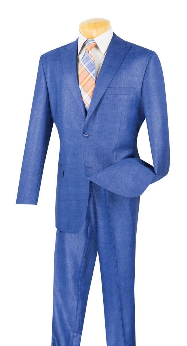 Vinci Men's Wool Feel Executive 2 Piece Suit with Peak Lapel - 38 Short Jacket+32 Waist Adjustable 28to34)(Height: 5 4 to5 7 )(Neck 15-16.5)S-M)