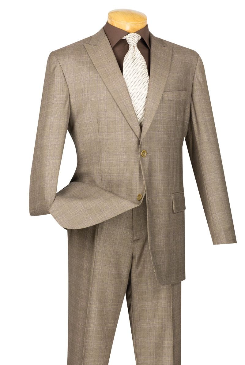 Vinci Men's Wool Feel Executive 2 Piece Suit with Peak Lapel - 38 Short Jacket+32 Waist Adjustable 28to34)(Height: 5 4 to5 7 )(Neck 15-16.5)S-M)