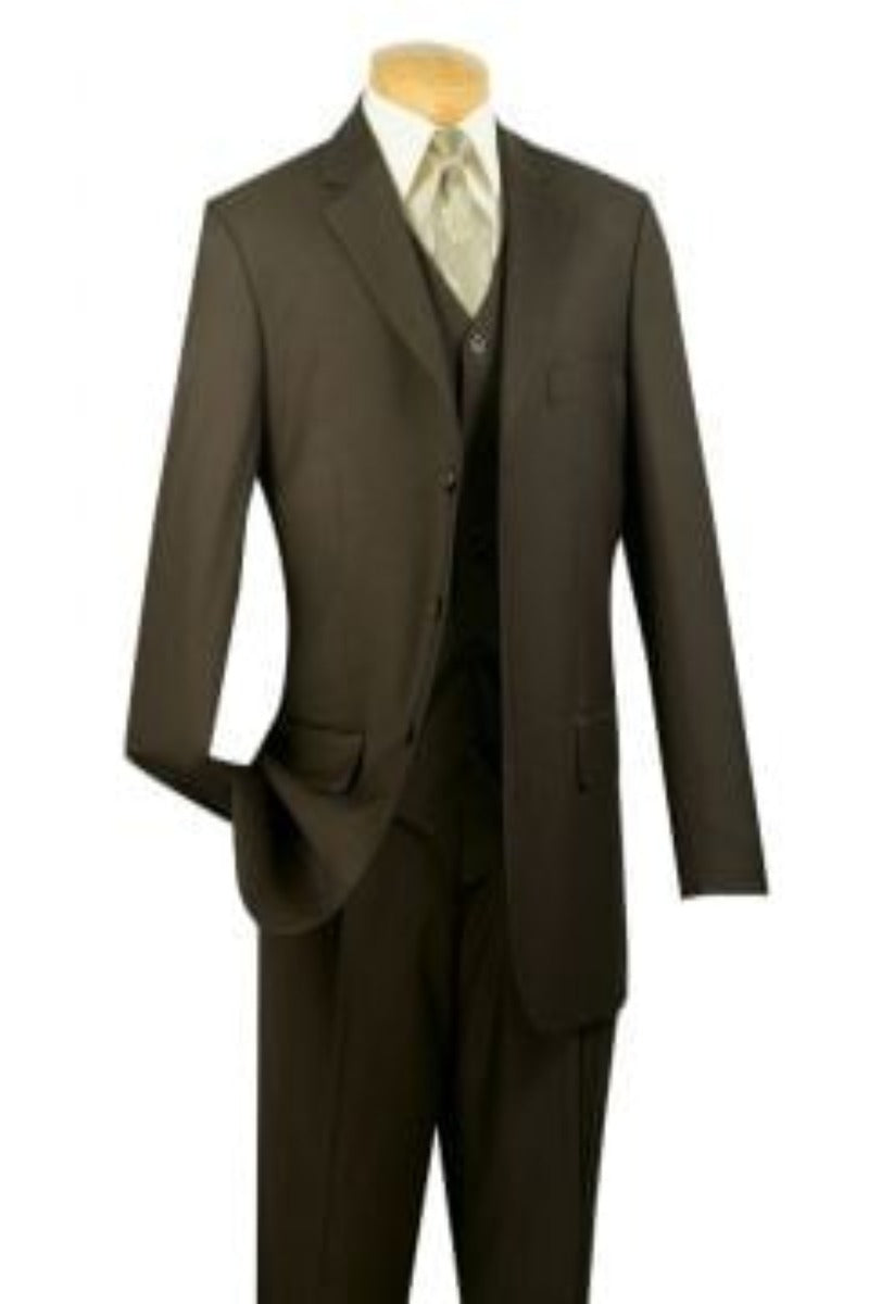Vinci Men's 3-Piece Solid Executive Suit Wide Color Range