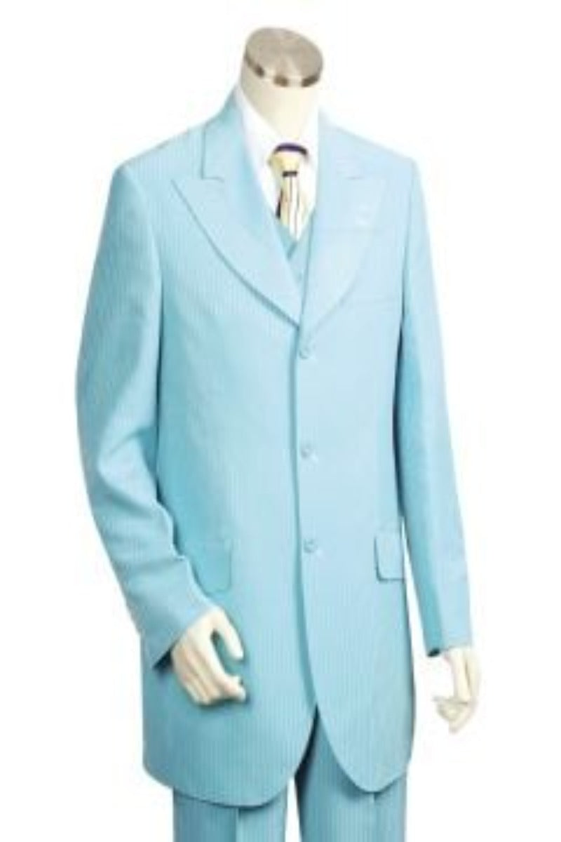 Canto Men's Wool-Feel 3-Piece Suit - Tone-on-Tone Stripes - 38 Short Jacket+32 Waist Adjustable 28to34)(Height: 5 4 to5 7 )(Neck 15-16.5)S-M)
