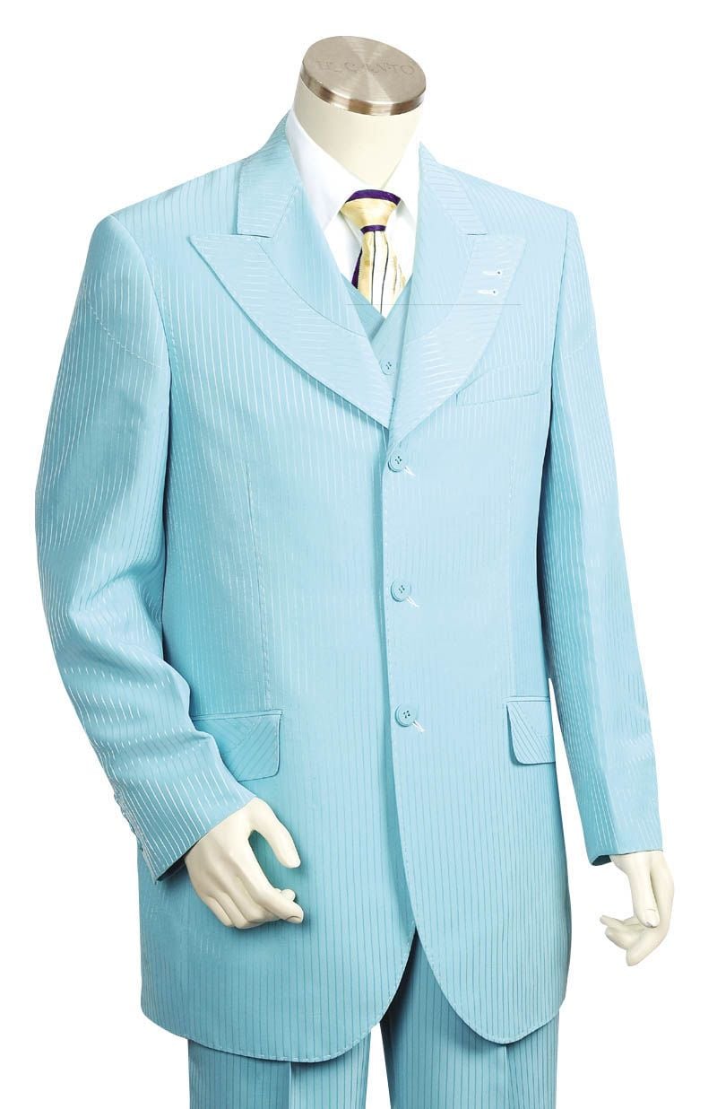 Canto Men's Wool-Feel 3-Piece Suit - Tone-on-Tone Stripes - 38 Short Jacket+32 Waist Adjustable 28to34)(Height: 5 4 to5 7 )(Neck 15-16.5)S-M)