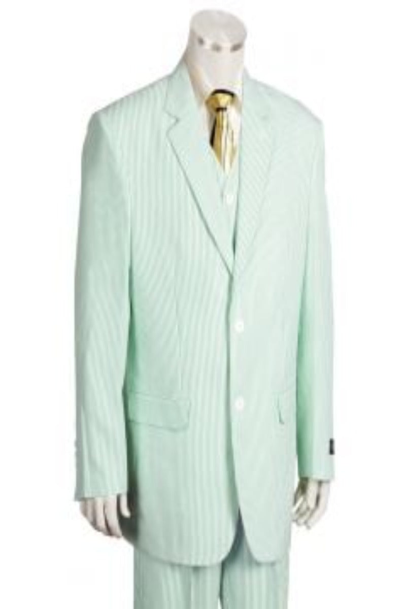 Canto Men's Poly Rayon Seersucker 3 Piece Suit Fashionable & Stylish