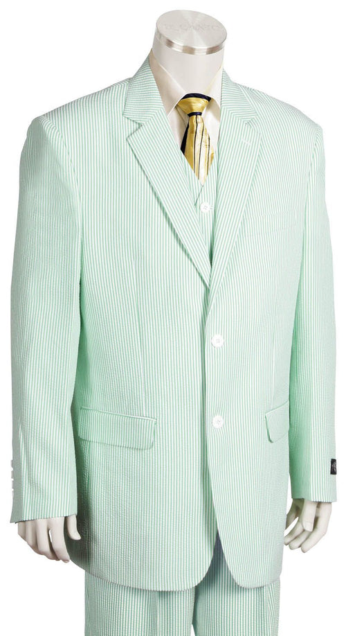 Canto Men's Poly Rayon Seersucker 3 Piece Suit Fashionable & Stylish