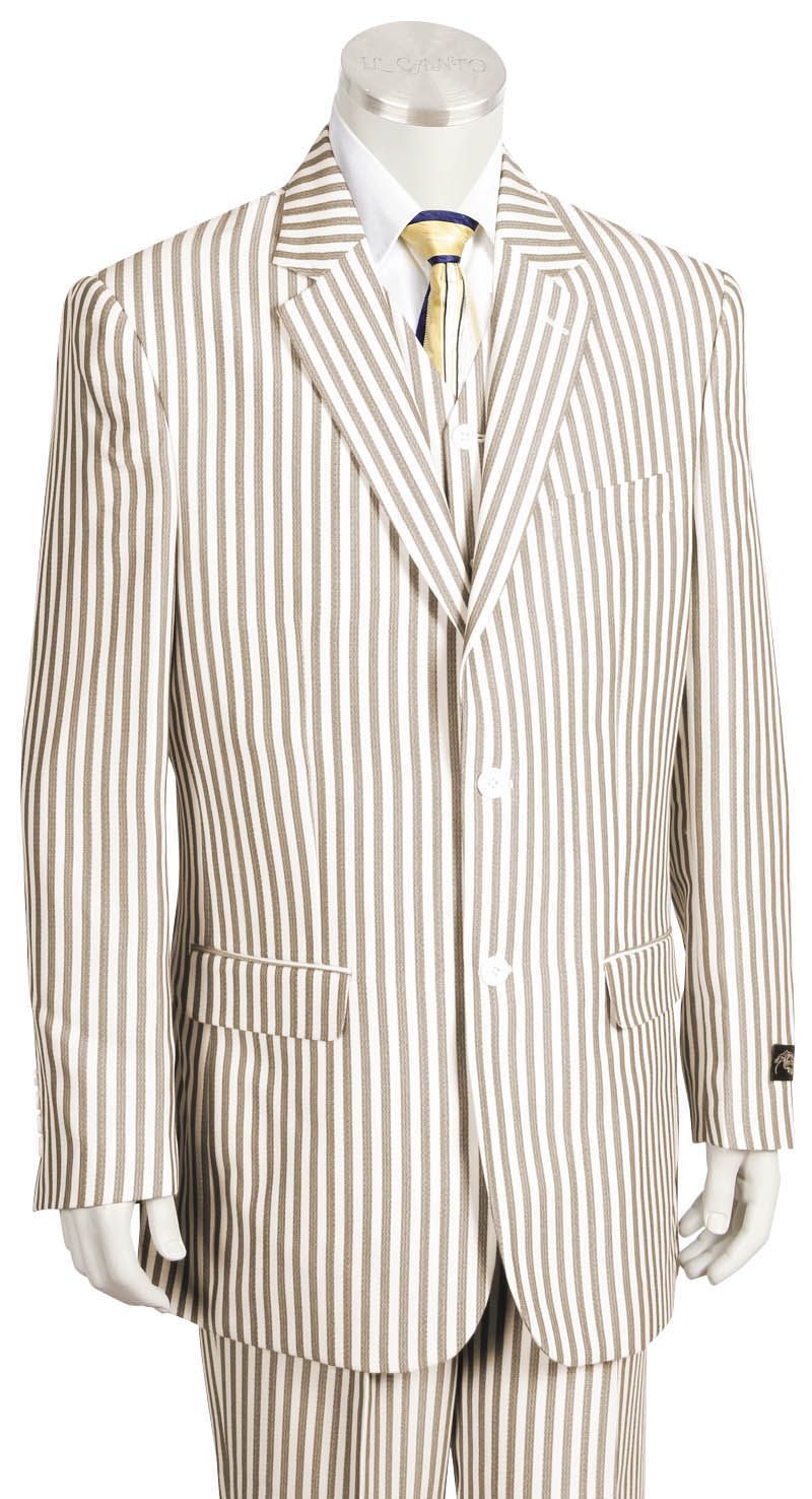 Canto Men's Seersucker 3-Piece Suit Notch Lapel Poly Rayon Blend - 38 Short Jacket+32 Waist Adjustable 28to34)(Height: 5 4 to5 7 )(Neck 15-16.5)S-M)
