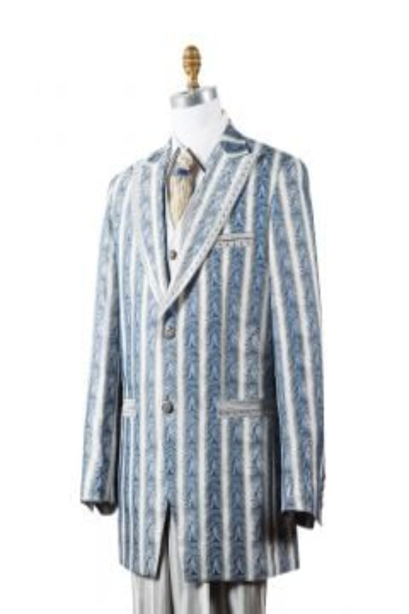 Candy Stripe Suit Mens 3 Button Vested Barbershop Quartet Suin in White with Black Pinstripes