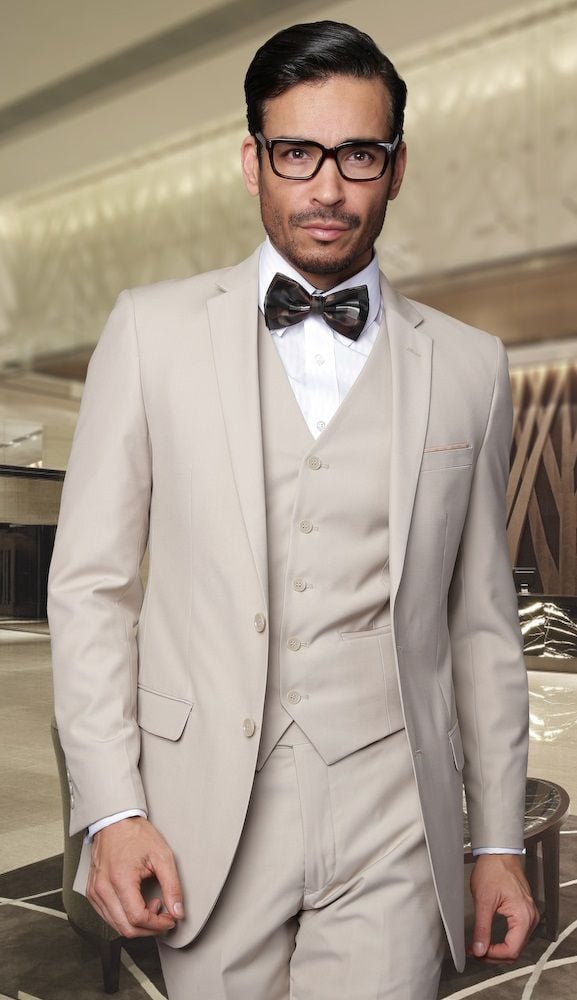 Mens Wool Blend Suit 3Piece Set  Solid Colors Statement black - 38 Short Jacket+32 Waist Adjustable 28to34)(Height: 5 4 to5 7 )(Neck  15-16.5)S-M)