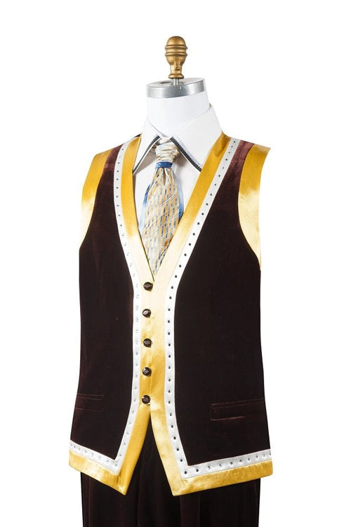 Canto Men's 2-Piece Velvet & Satin Vest Set Bold Colors