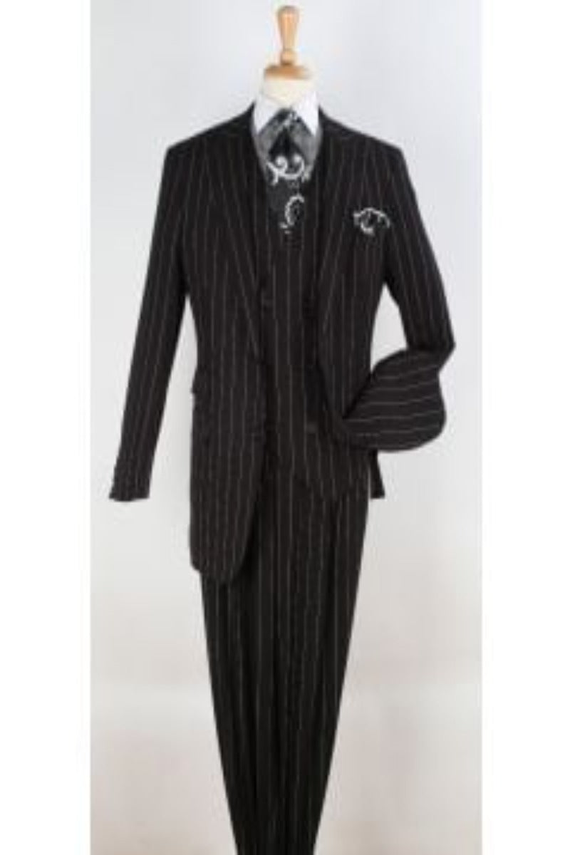 Royal Diamond Men's 3 Piece Pinstripe Suit Fashionable and Stylish - 38 Short Jacket+32 Waist Adjustable 28to34)(Height: 5 4 to5 7 )(Neck 15-16.5)S-M)