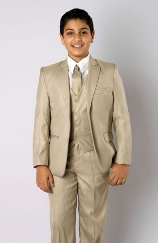 Azurro Boys' 5 Piece Solid Color Vested Suit Shirt & Tie