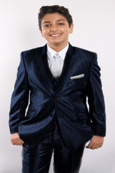 Tazio Boys' 5-Piece Suit Set with Shirt, Tie & Hanky - Two-Tone Lapel