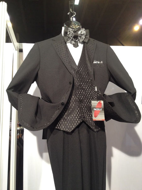 Zacchi Men's 3-Piece Solid Color Fashion black Suit