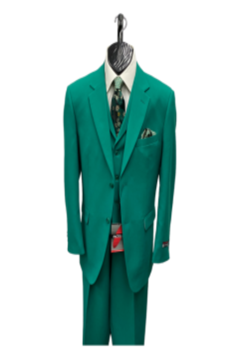 Zacchi Men's 3 Piece Poplin Suit Spring Colors & Award Winning Design - 38 Short Jacket+32 Waist Adjustable 28to34)(Height: 5 4 to5 7 )(Neck 15-16.5)S-M)