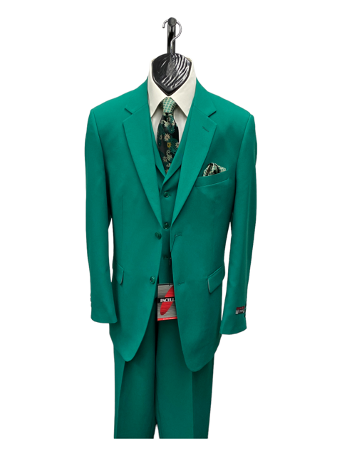 Zacchi Men's 3 Piece Poplin Suit Spring Colors & Award Winning Design - 38 Short Jacket+32 Waist Adjustable 28to34)(Height: 5 4 to5 7 )(Neck 15-16.5)S-M)