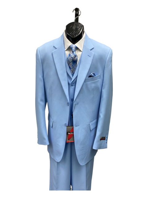 Zacchi Men's 3 Piece Poplin Suit Spring Colors & Award Winning Design - 38 Short Jacket+32 Waist Adjustable 28to34)(Height: 5 4 to5 7 )(Neck 15-16.5)S-M)