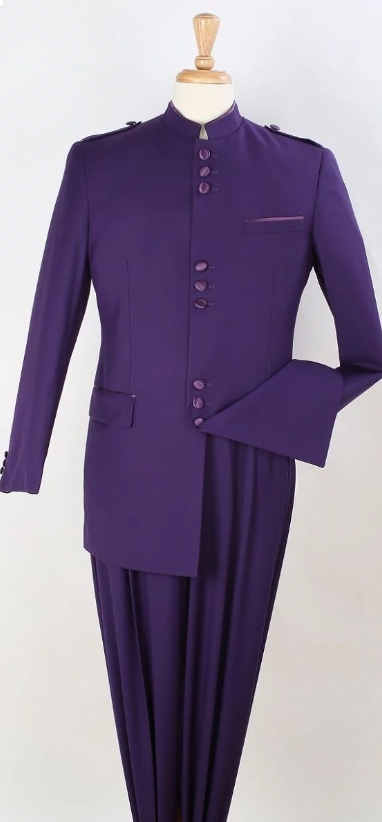 Jacket & Pants Apollo King Men's 2 Piece Nehru purpleSuit Mandarin Collar Jacket & Pants Outlet