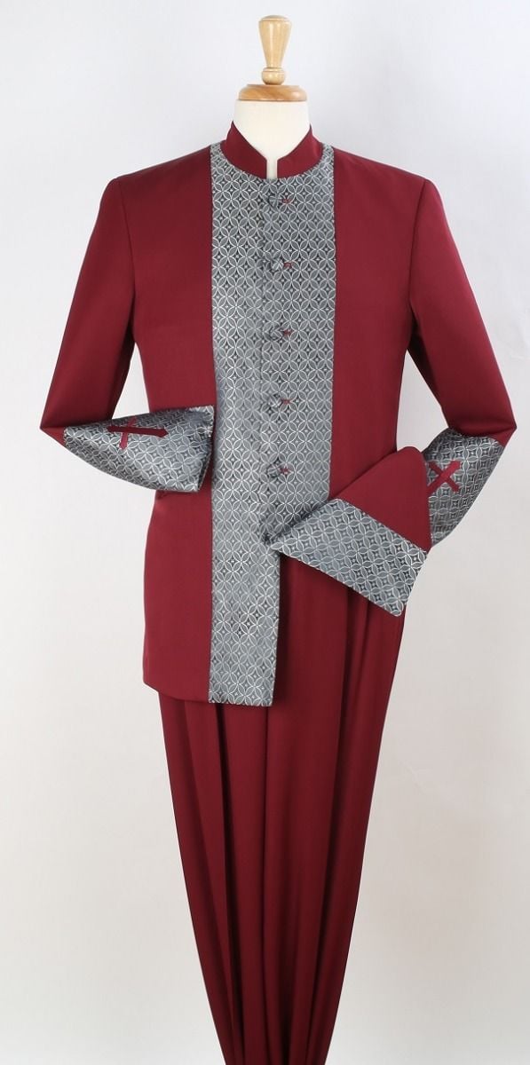 Royal Diamond Men's 2pc Pastor Church Nehru Suit - 38 Short Jacket+32 Waist Adjustable 28to34)(Height: 5 4 to5 7 )(Neck 15-16.5)S-M)