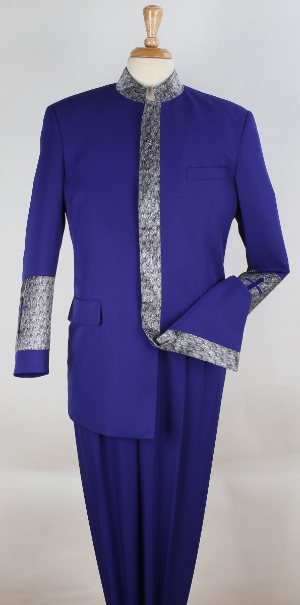 Apollo King Men's 2pc Pastor Suit | Nehru Style - 38 Short Jacket+32 Waist Adjustable 28to34)(Height: 5 4 to5 7 )(Neck 15-16.5)S-M)