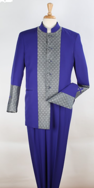 Royal Diamond Men's 2pc Pastor Church Nehru Suit - 38 Short Jacket+32 Waist Adjustable 28to34)(Height: 5 4 to5 7 )(Neck 15-16.5)S-M)
