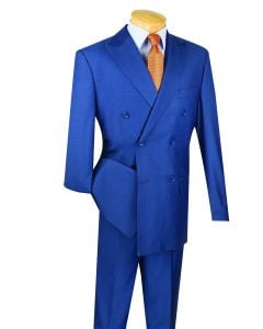 Jacket & Classic Trouser Vinci Men's 2-Piece Executive Suit - Double Breasted Jacket & Classic Trouser blue
