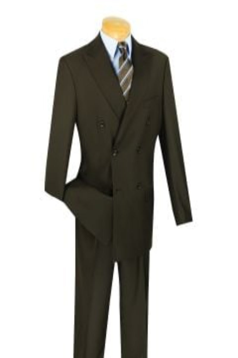 Mens Classic Wool Feel Double Breasted Suit in Navy by Vinci main image 0