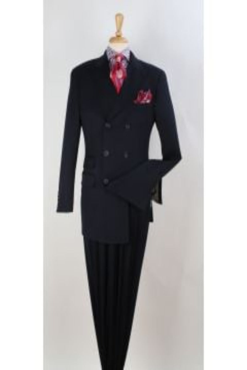 Apollo King Men's 3pc Double-Breasted Suit - Solid Colors