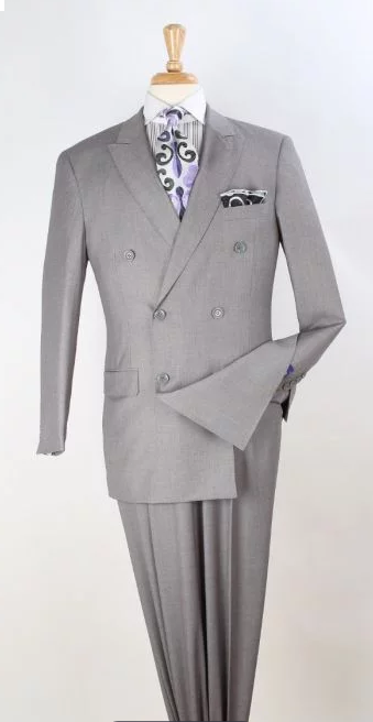 Apollo King Men's 2 Piece Double Breasted Suit Pleated Pants Outlet - 38 Short Jacket+32 Waist Adjustable 28to34)(Height: 5 4 to5 7 )(Neck  15-16.5)S-M)