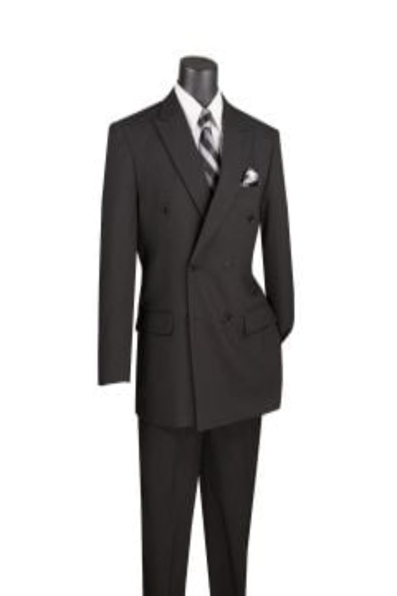 Vinci Men's Poplin Double Breasted Solid Suit 2 Piece Discount - 38 Short Jacket+32 Waist Adjustable 28to34)(Height: 5 4 to5 7 )(Neck 15-16.5)S-M)