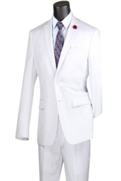 2 Piece Suit Vinci Men's Classic Business Wool Suit - 2 Piece Executive white Suit
