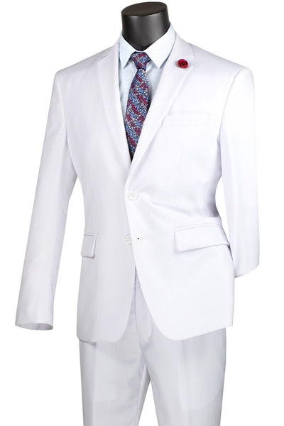 2 Piece Suit Vinci Men's Classic Business Wool Suit - 2 Piece Executive white Suit
