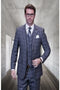 Windowpane Texture Business Pattern Modern Fit Side Vented Men's 100% Wool Fashion Suit - Dark Plaid 3-Piece