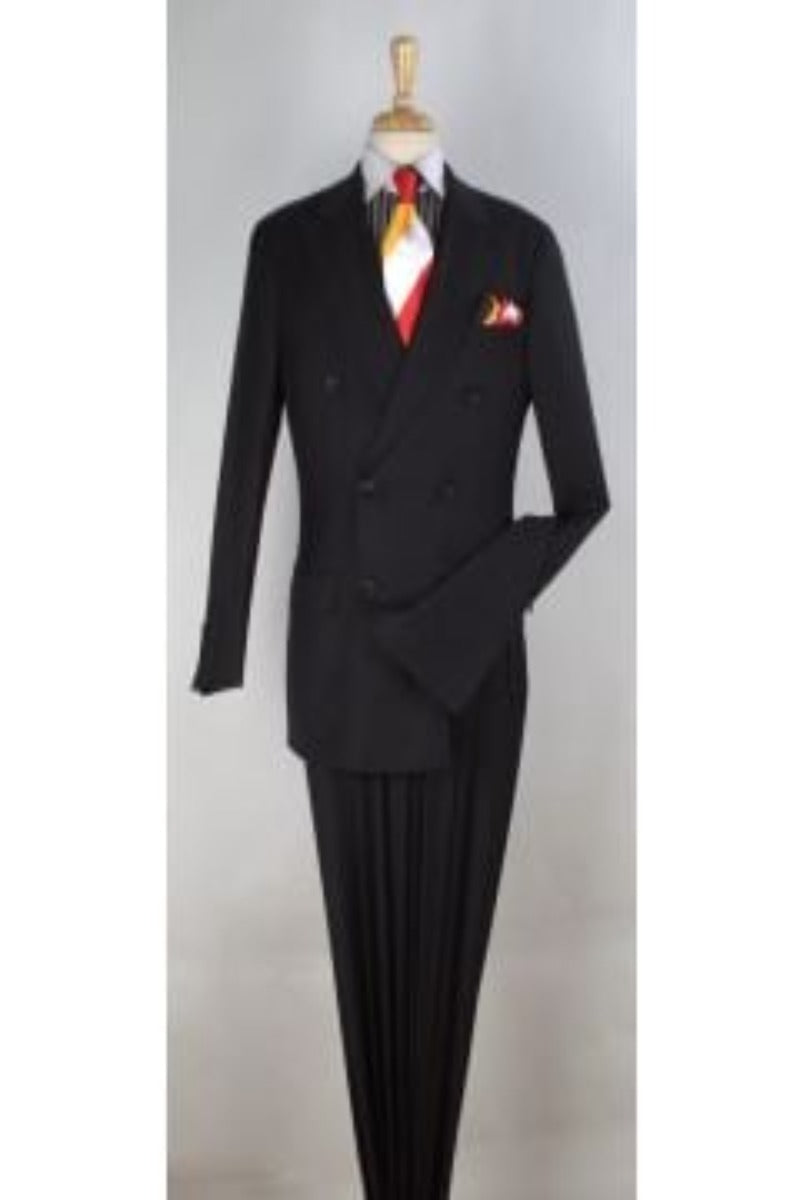 Apollo King Men's 3 Piece 100% Worsted Wool Suit Double Breasted Outlet - 38 Short Jacket+32 Waist Adjustable 28to34)(Height: 5 4 to5 7 )(Neck 15-16.5)S-M)