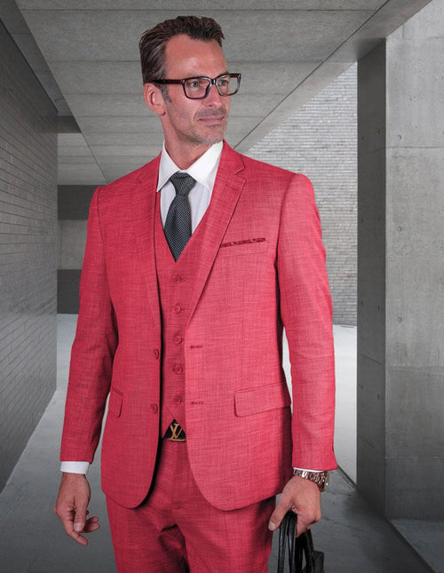 Mens 3 Piece 100% Wool Executive Suit Slim Fit Professional Look Statement